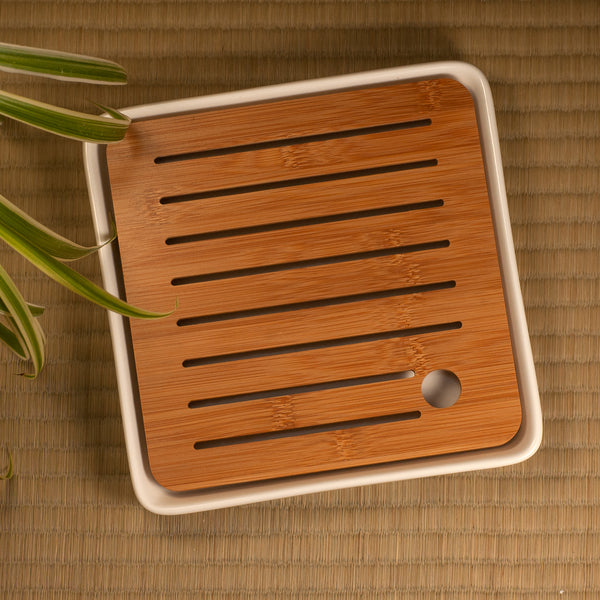 White Square Bamboo Tray