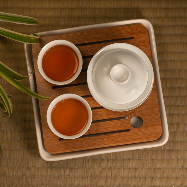 White Square Bamboo Tray